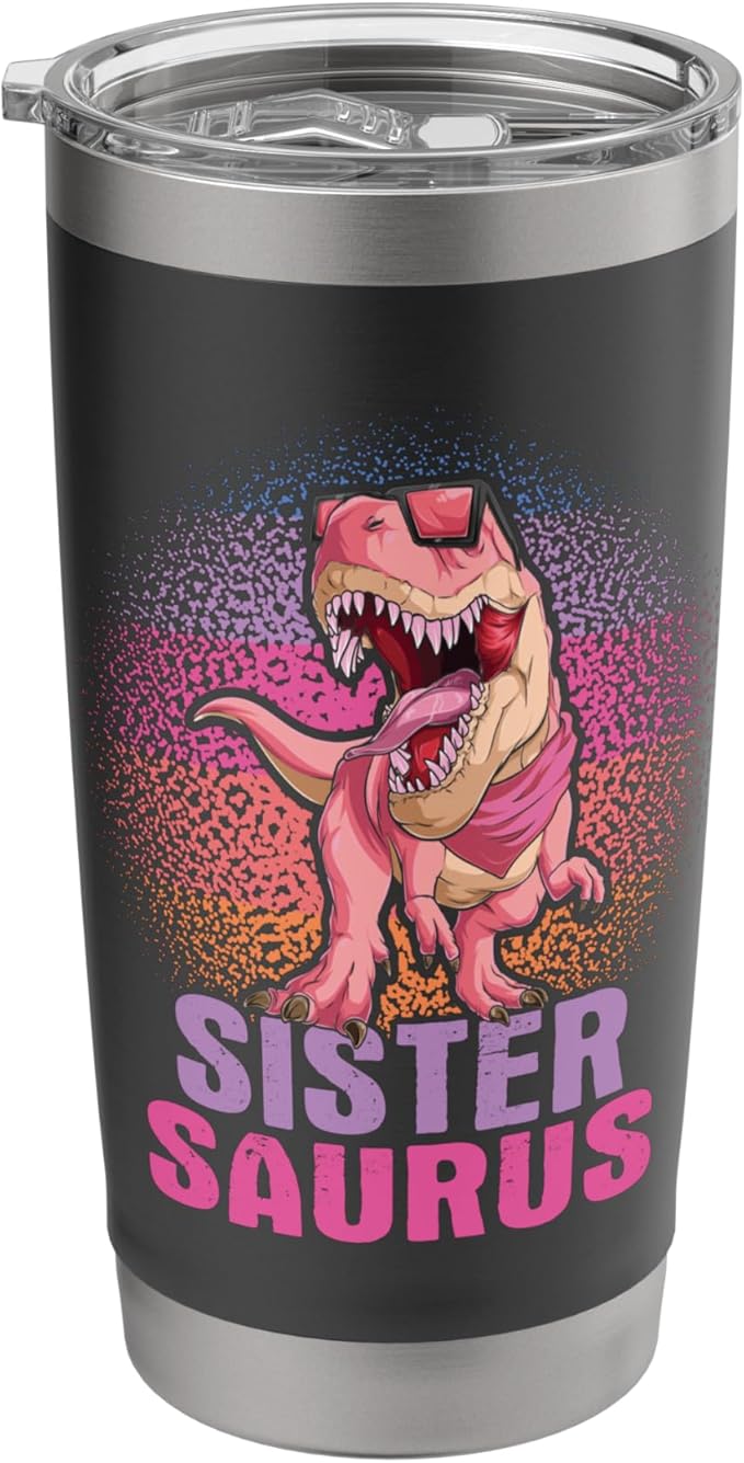 Sistersaurus - Dinosaur Family Kids Sisters Sibling Reveal Stainless Steel Insulated Tumbler - Bloomnest