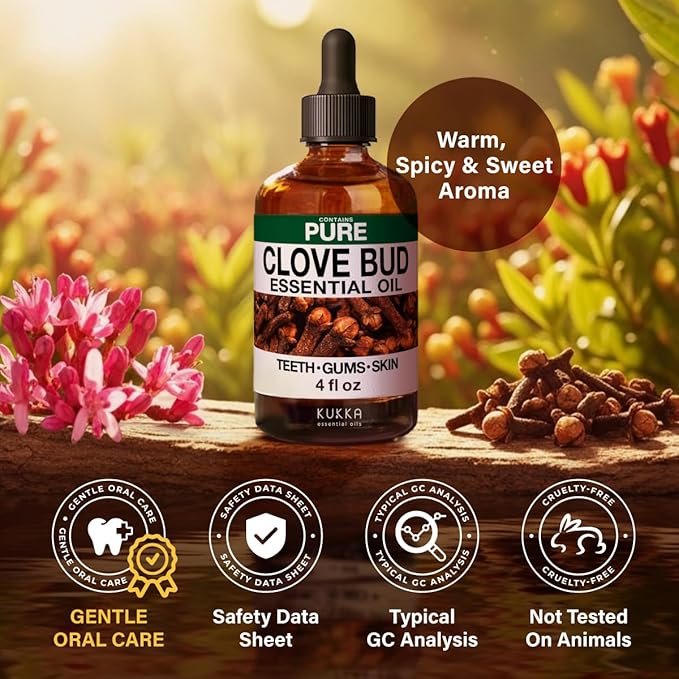 KUKKA Clove Essential Oils - 4 Fl Oz - for Hair, Skin, Diffuser, Aromatherapy & DIY Soap Making Scent - Bloomnest