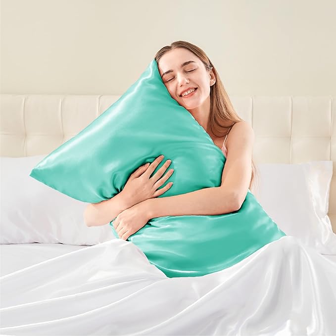 BEDELITE Satin Body Pillow Cover, Super Soft and Cooling Body Pillow Pillowcase for Hair and Skin, Breathable Silky Full Long Pillowcase Cover(20"x54", Turquoise) - Bloomnest