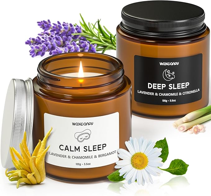 Scented Candle Gift Set, Soy Candles for Women, Sleep Candles for Home Scented, 2 Pack Aromatherapy Candle for Relaxing, Sleep, Stress Relief & Home Decor - Bloomnest