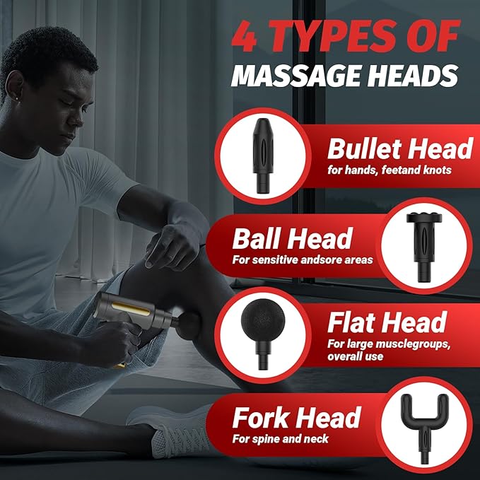 Massage Gun, Small Travel Tool, Massage Gun Deep Tissue,Percussion Handheld Portable Muscle Massager Tool for Full Body Pain Relief, Ideal Gifts for Men, Women(Gray) - Bloomnest