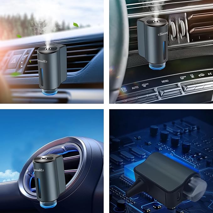 Car Air Freshener Diffuser,Smart Car Aroma Diffuser Air Freshener Spray Automatic with 10PCS Cologne Aromatherapy Oil (Grey) - Bloomnest