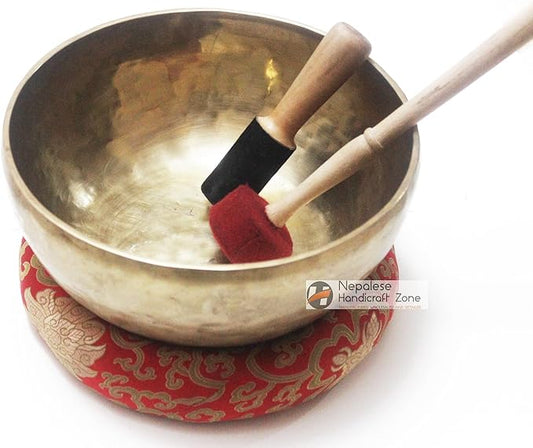 Tibetan Plain Singing Bowl - Meditation Bowl-Handmade Bowl Set by Nepalese Handicraft Zone (12") NepaleseHandicraftZone
