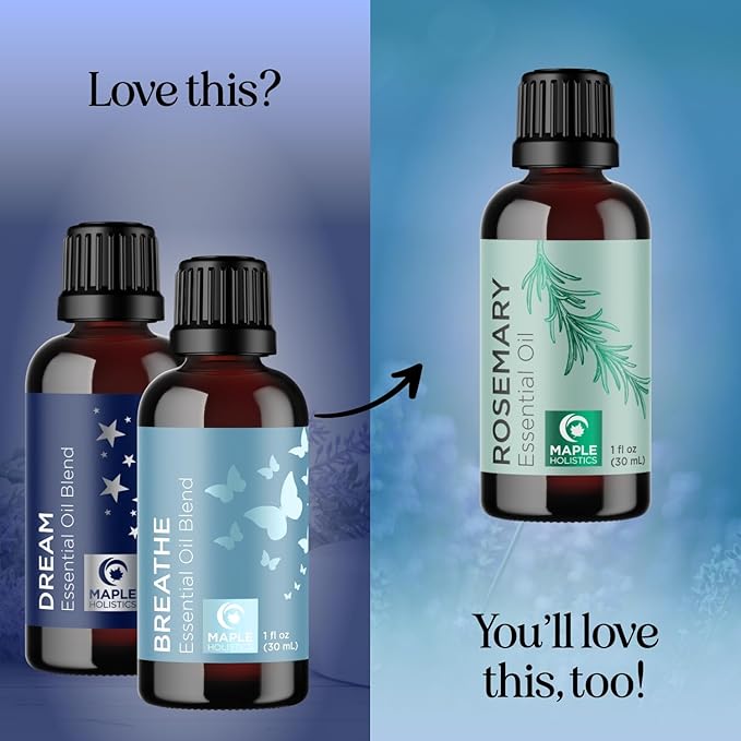 Aromatherapy Essential Oil Blends for Diffusers - Diffuser Essential Oil Set with Dream Essential Oil Blend and Breathe Essential Oil Blend - 100% Pure Must Have Aromatherapy Oils - 1 Fl Oz Each - Bloomnest