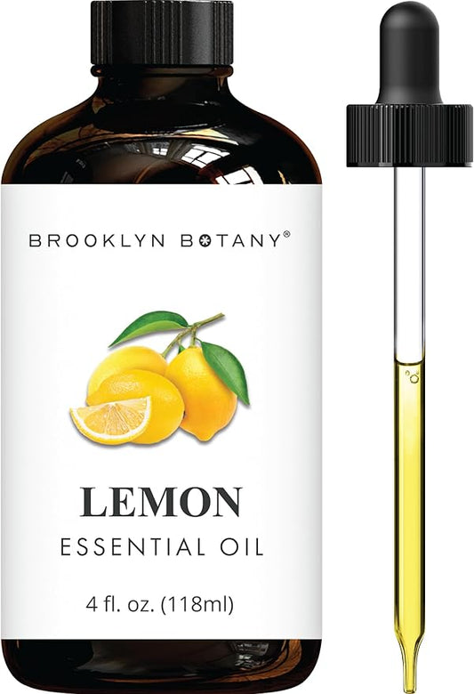 Brooklyn Botany Lemon Essential Oil - Huge 4 Fl Oz - 100% Pure and Natural - Premium Grade with Dropper - for Aromatherapy and Diffuser - Bloomnest