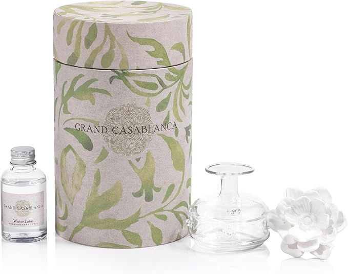 Zodax Mini Grand Casablanca Porcelain Diffuser, Water Lotus