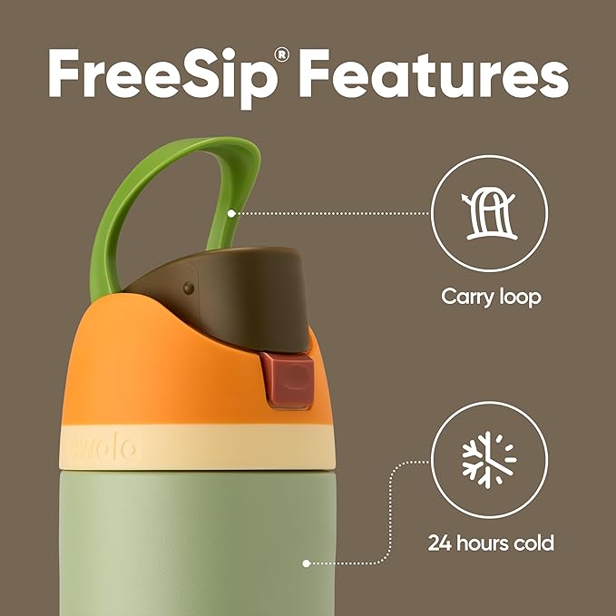Owala FreeSip Insulated Stainless Steel Water Bottle with Straw, BPA-Free Sports Water Bottle, Great for Travel, 24 Oz, Camo Cool Owala