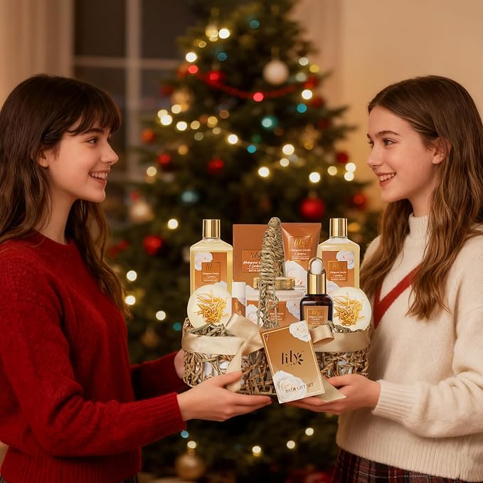 Valentines Day Gifts for Women - 10-Piece Honey Almond Bath and Body Gift Set for Women Spa Gift Basket Self Care Kit | Mothers Day, Birthday, Christmas Gifts, All Occasion Holiday Present