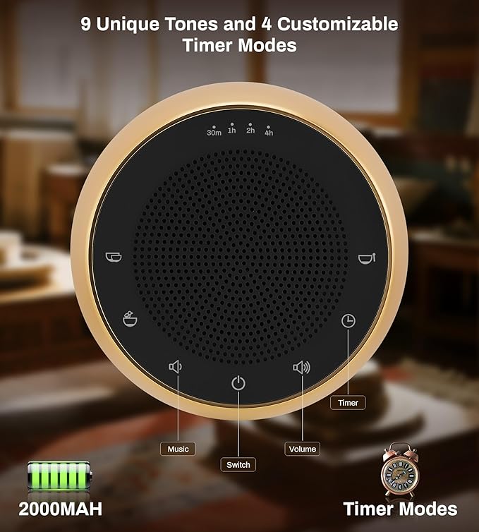 Vangoa Tibetan Singing Bowls Machine - 9 Sound Bowls for Yoga, Meditation, Mindfulness, Healing, Chakra Healing and Stress Relief, Timer and Memory Features, Gold Bronze