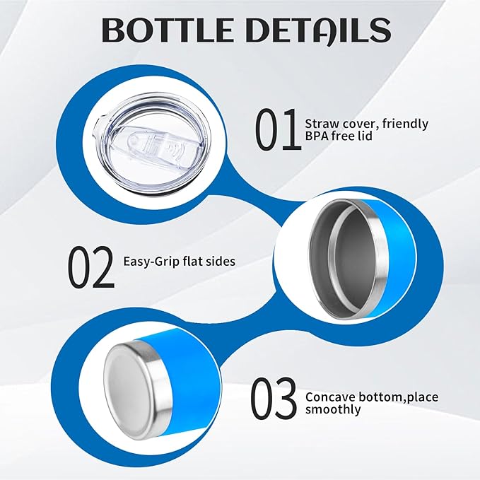 20oz Tumbler Bulk with Lid and Straw, Stainless Steel Double Wall Vacuum Insulated Travel Mug, Powder Coated Coffee Cups for Hot and Cold Drinks,Funny Gifts for Women Men(Scuba blue,1) - Bloomnest