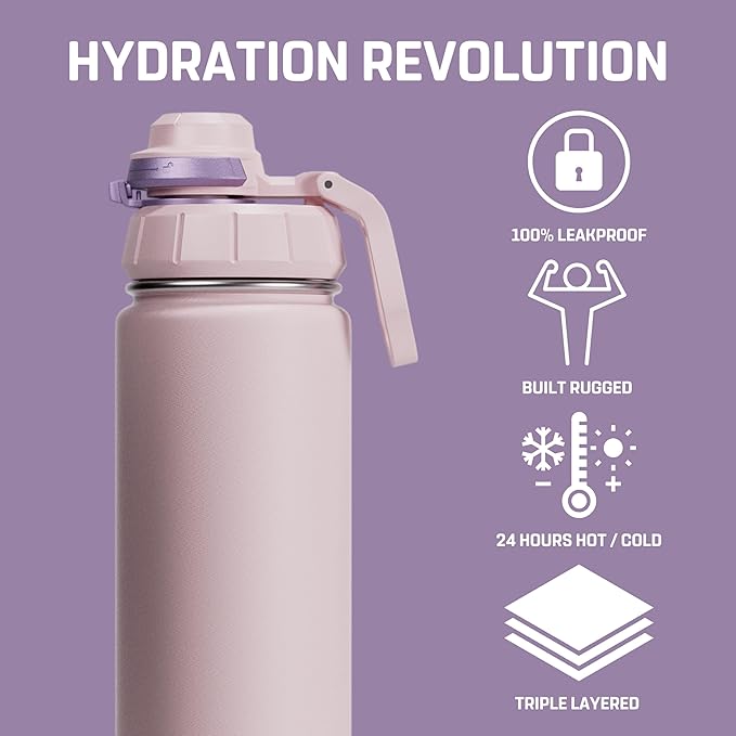Vesmoon Vessence 24 Oz Stainless Steel Tea Infuser Bottle for Loose Leaf Tea, Water, Herbs, Fruits - Triple Layered Insulated, Leak Proof Bottle with Lid and Clip Handle - 24 Hours Hot/Cold - Bloomnest