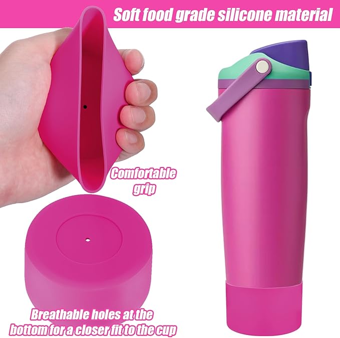 Mity rain 2PCS Protective Silicone Boots for Owala 30oz & 40oz FreeSip Sway Bottles & Tumblers - Accessories for owala, Enhances Stability & Prevents Scratches (Rose Red) Mityrain