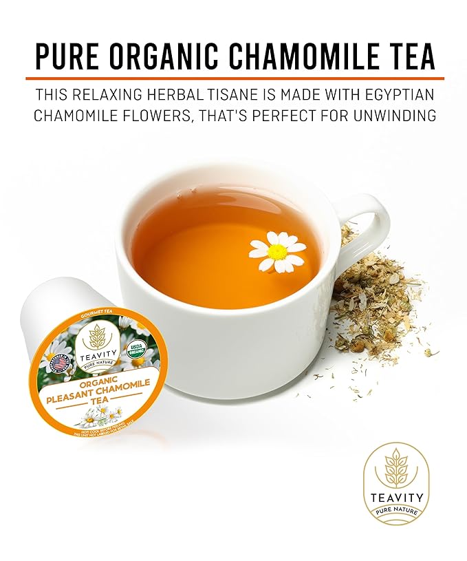 Teavity Organic Chamomile Tea Pods for Keurig - Decaf, 12 Count - Bloomnest