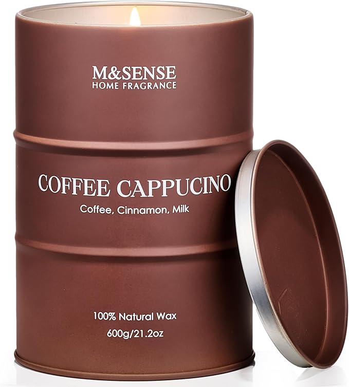 M&SENSE Coffee Cappucina Large Scented Candles, Soy Natural Wax Candle 21.2oz 120 Hours Long Lasting Burning, Strong Coffee Aroma Candle Unique Housewarming Appreciation Gifts - Bloomnest
