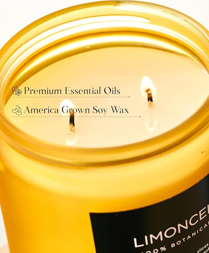 M&SENSE Limocello Scented Candle - 11.6oz Natural Soy Wax Non Toxic 70-Hour Slow Burning 2-Wick Lemon Highly Scent for Home Decor, Summer Candle for Yoga Spa & Meditation & Relaxing Gift - Bloomnest