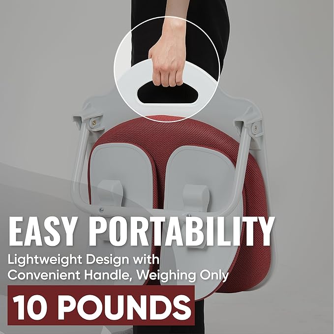 【Made in Korea】 Dual-Backrests Ergonomic Floor Chair with Back Support - Meditation Chair, Floor Gaming Chair, Reading Chair, Floor Chairs for Adults, Foldable Chair (Red)