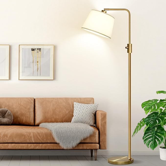 Nintiue Dimmable Floor Lamp, 1000 LM LED Edison Bulb Included, Arc Floor Lamps for Living Room Modern Standing Lamp Tall Lamps for Living Room Bedroom-Brass - Bloomnest