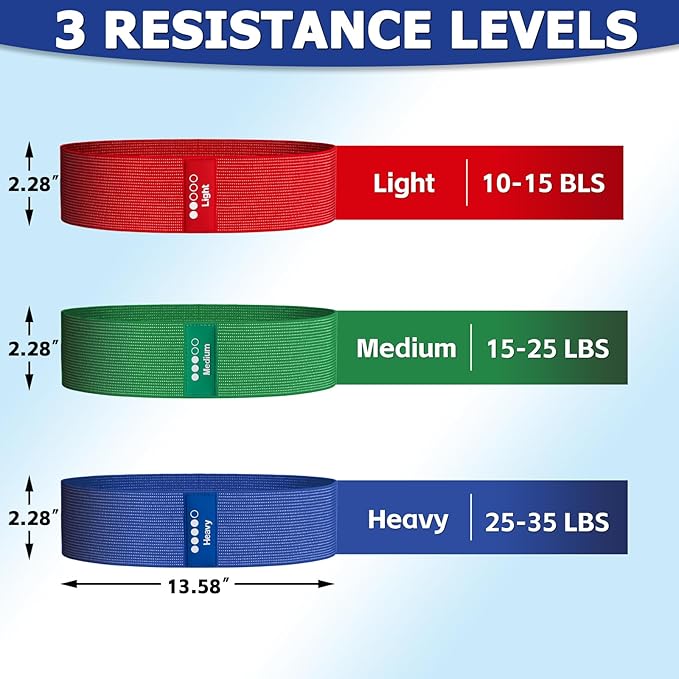 Resistance Bands for Working Out - Exercise Bands Set with Workout Guide - Fabric Elastic Bands for Physical Therapy - Fitness Bands Ideal for Legs Hip Glute - Bloomnest