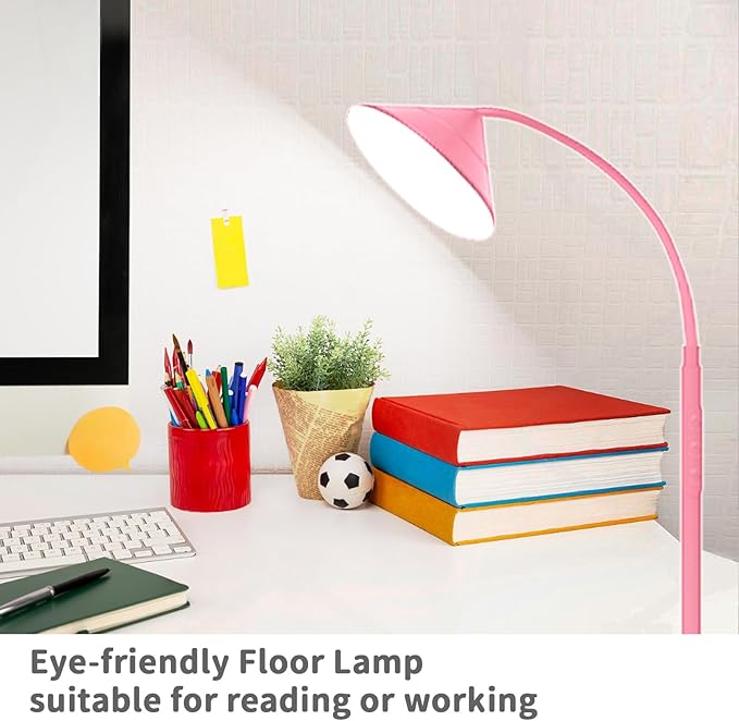 Floor Lamp, 18W Upgraded Bright LED Floor Lamps for Living Room Bedroom with Gooseneck Stepless Dimming & Color 76inch Tall Standing Lamp with Remote & Touch Control Work with Smart Plug (Pink) - Bloomnest