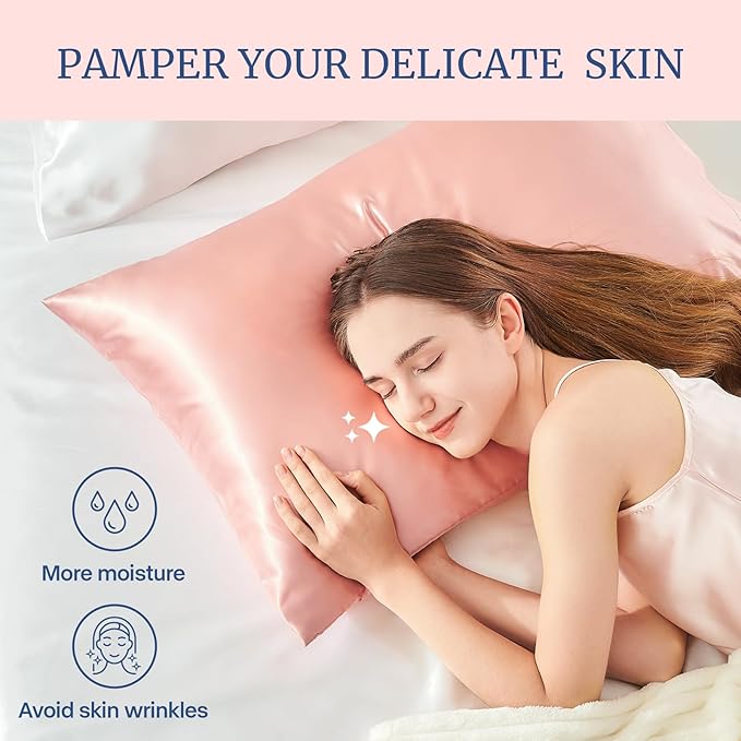 BEDELITE Satin Pillowcase for Hair and Skin, Super Soft Similar to Silk Pillow Cases 4 Pack with Envelope Closure, Cooling Pillowcases for Women Men (20"x36" King Size, Coral) - Bloomnest