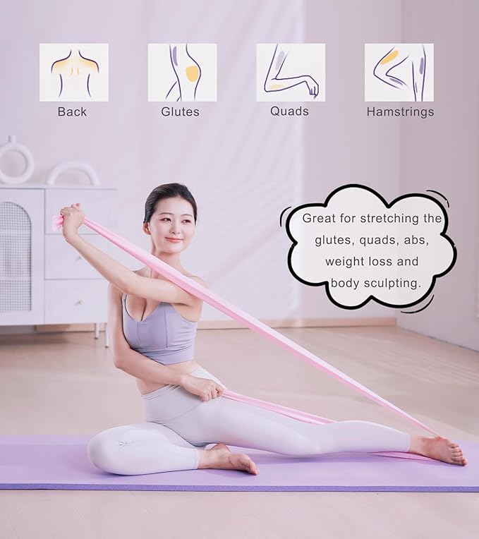 Resistance Bands, 6.5ft Long Non-Latex Elastic Stretch Bands, Exercise Bands for Physical Therapy, Yoga, Pilates, Rehab, Home Gym Workouts, Strength Training - Bloomnest