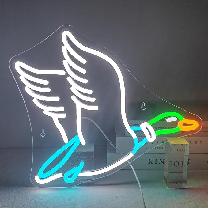 Lucunstar Goose Neon Sign Animal Neon Signs for Wall Decor White LED Light for Party Decorations USB Connectivity Adjustable Brightness Light Sign for Home Wall Bedroom Decor Goose Birthday Decor - Bloomnest