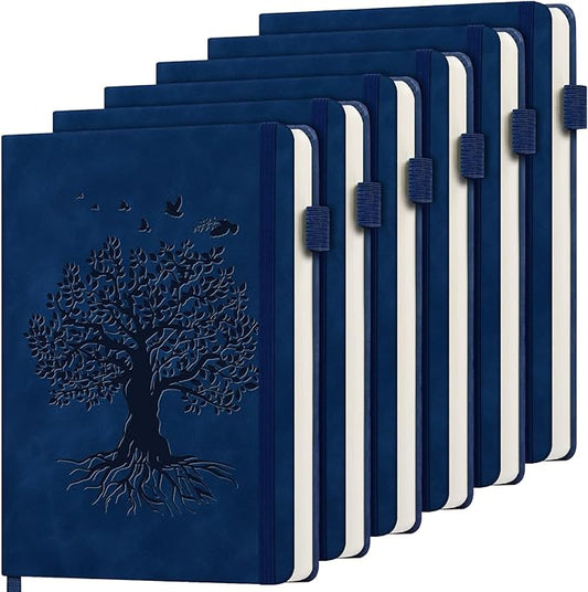 6 Pack Lined Journal Notebook for Women Men, A5 Hardcover Leather Journals for Writing, 200 Pages Thick Paper, Daily Journal Notebook for Work, School, Note Taking, Business, Travel, College Ruled - Bloomnest
