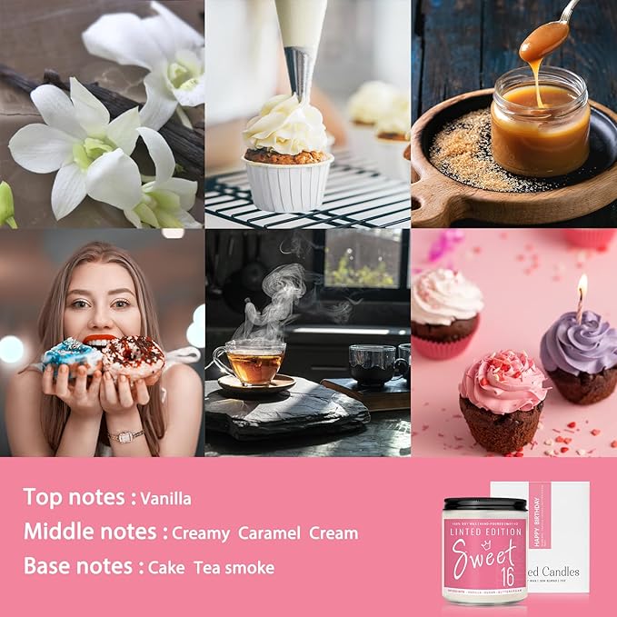 16th Birthday Gifts for Women, Perfect Birthday Present, Funny Presents for Mom, Friends, Wife, Sister, 7oz Vanilla Cream-Scented Candle - Bloomnest