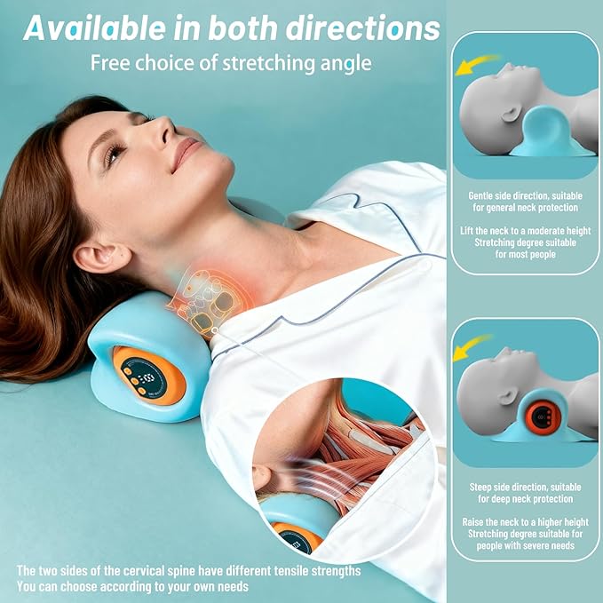 Neck Massager, Masajeador de Cuello, 3 Modes Electric Neck and Shoulder Relaxer Pillow, with Heat 26° Angle Cervical Traction Device for Pain Relief Deep Tissue - Bloomnest