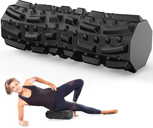 Foam Roller for Physical Therapy, Back Pain, Muscle Massage and Deep Tissue, Soft Exercise Roller Foam for Pilates, Yoga, Gym, Home Workouts and Travel, 18"*6" Black