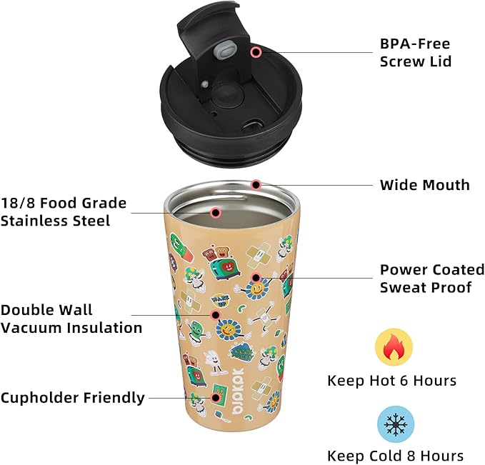 BJPKPK 18oz Tumbler With lid And Straw Stainless Steel Travel Coffee Mug Insulated Tumblers Cups,Spring Party Brown - Bloomnest