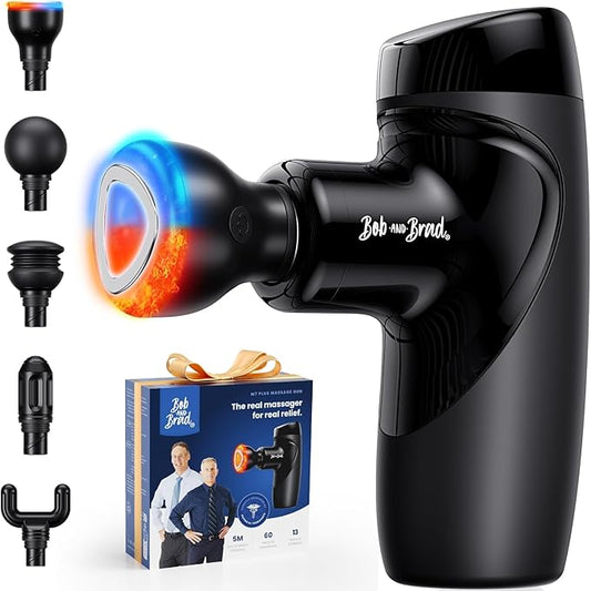 BOB AND BRAD M7 Plus Mini Massage Gun with Heat, Pocket-Sized Heated Deep Tissue Massager, Portable Percussion Muscle Travel Massager Gun, Ultra Light Small & Quiet Massage Gun - Bloomnest
