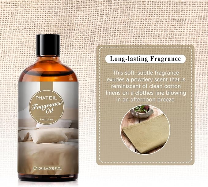 PHATOIL 3.38FL.OZ Fresh Linen Fragrance Oils for Aromatherapy, Essential Oils for Diffusers for Home, Perfect for Diffuser, DIY Candle and Soap Making, DIY Scented Products - 100ml - Bloomnest