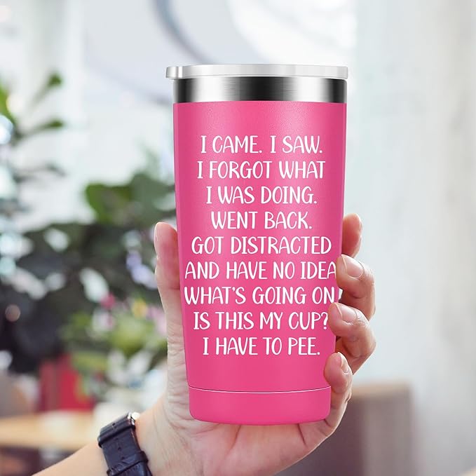 Fun Birthday Gifts for Women - I Came I Saw Coffee Mug Drinking Cups for Elderly Senior Citizen - 40, 50, 60, 70 Year Old Gag Gift for Female Her, 20oz Stainless Steel Insulated Tumbler - Bloomnest