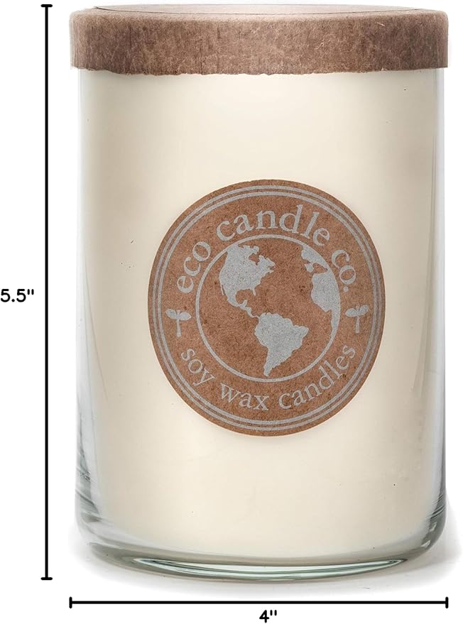 ECO CANDLE CO. Recycled Candle, Clean Sheet Day, 26 oz. - Scents of Clean Linens - 100% Soy Wax, No Lead, Kraft Paper Label & Lid, Hand Poured, Phthalate Free, Made from Midwest Grown Soybeans - Bloomnest