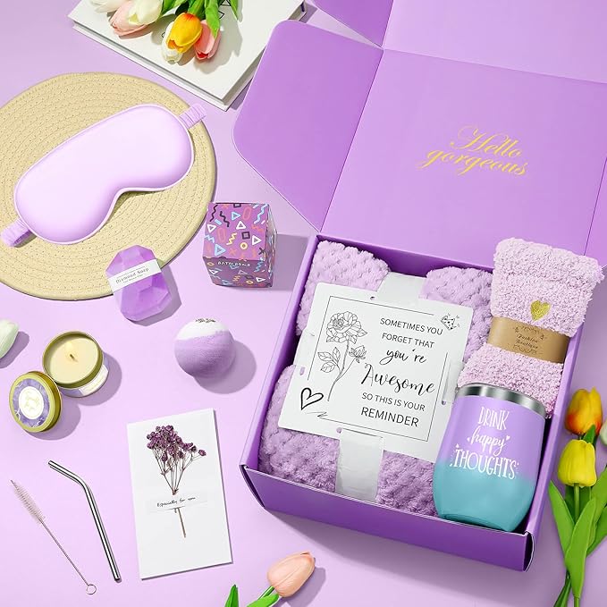 Valentines Day Gifts for Her Women Daughter Girlfriend Wife, Happy Birthday Gifts for Women Mom Her Friend Sister Wife Grandma, Self Care Gift Get Well Relaxing Spa Galentines Day Gift Basket Set - Bloomnest