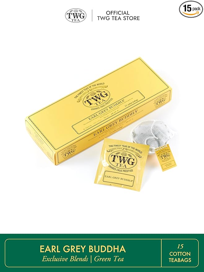 TWG Tea | Earl Grey Buddha | Green Tea | Bergamot & Rose Petals | 15 Hand Sewn Cotton Tea Bags | Gift Set - Bloomnest