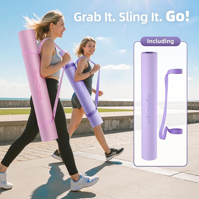 Extra Large TPE Yoga Mat 72"x35" / 78"x57" - Wide Non-Slip Mat for Yoga, Pilates & Home Gym, 6mm Thick Cushion for Comfort & Balance, Waterproof, Easy to Carry with Strap or Bag for Solo or Partner Workouts