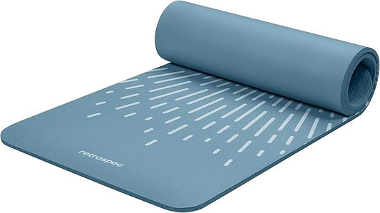 Retrospec Solana Yoga Mat 1/2" Thick w/Nylon Strap for Men & Women - Non Slip Exercise Mat for Yoga, Pilates, Stretching, Floor & Fitness Workouts - Bloomnest