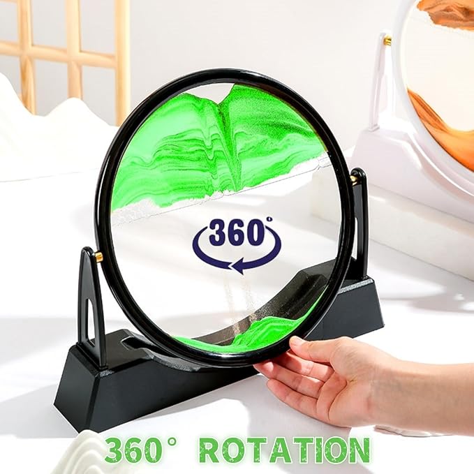 Moving Sand Art Picture Liquid Motion, 3D Quicksand Décor, Deep Sea Sandscapes with Display Flowing Sand Frame for Relaxing, Desktop Office Home Decoration (Green) - Bloomnest