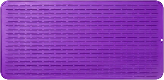 Silicone Dish Drying Mat for Multiple Usage,Easy clean,Eco-friendly,Heat-resistant Silicone Mat for Kitchen Counter or Sink,Refrigerator or Drawer Liner Purple 5XL 36inches x 18inches - Bloomnest