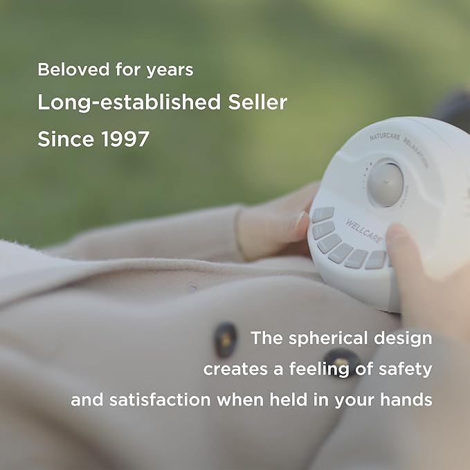 WELLCARE-Naturcare Sound Relaxation, White Noise, 7 Nature Sounds, Sleep Sound Machine, Calm Infants, for Baby, Kids, Adult. Stepless Volume, Timer, Powered by Adapter or Batteries(Both Not Incl.)