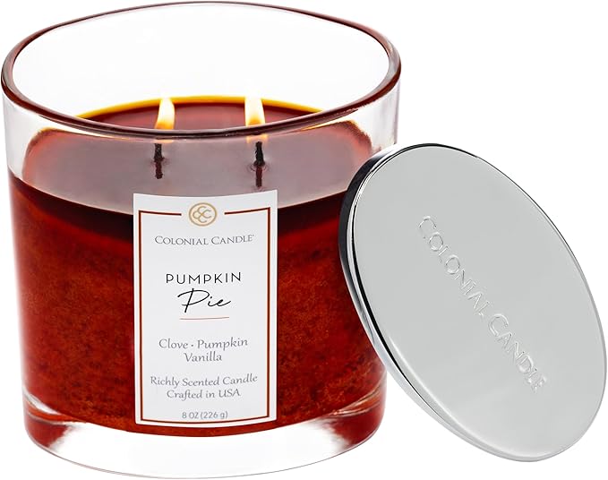 Colonial Candle Pumpkin Pie Scented Candle Jar, Highly Fragranced Candles for Home Scented, Mottled Wax Candle, 2 Wick, 8 oz - Made in The USA - Bloomnest