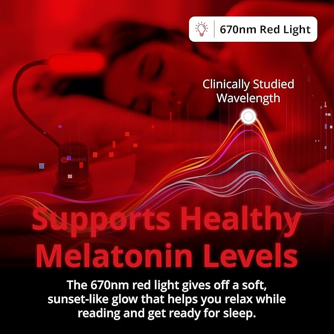 Revive - 670nm Red Reading Light by Gamma - Sleep Therapy - Melatonin Promoting Natural Sleep Aid - Bloomnest