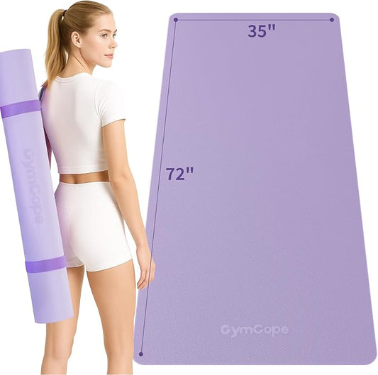 Extra Large TPE Yoga Mat 72"x35" / 78"x57" - Wide Non-Slip Mat for Yoga, Pilates & Home Gym, 6mm Thick Cushion for Comfort & Balance, Waterproof, Easy to Carry with Strap or Bag for Solo or Partner Workouts