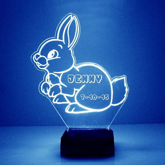 MMS Bunny LED Night Light Lamp, Personalized with Your Name or Text, Remote Control with 16 Colors, 4 Light Modes, Customized Gift LED Lamp Sign Display Lights Up, USB Cord or Battery - Bloomnest