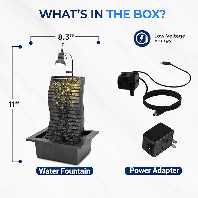 SereneLife Tabletop Water Fountain, Home Decor Soothing Sound Machine with Automatic Pump, Zen Relaxing Decor for Meditation, Perfect Holiday Thanksgiving Christmas Gift, 11" Tall