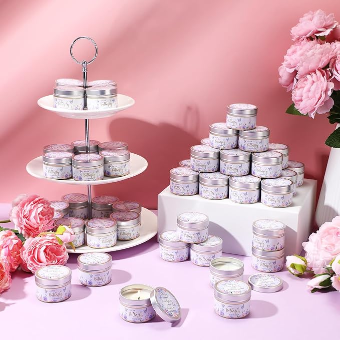 50 Pcs Baby Shower Party Favors Candles Lavender Scented Gender Reveal Gifts Bulk Candles for Favors Baby Shower Rustic Return Gifts(Flower and Butterfly) - Bloomnest