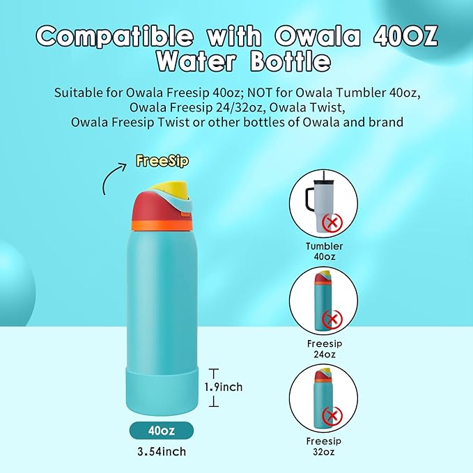 2PCS Silicone Water Bottle Boot, Compatible with Owala 24oz 32oz 40oz, Protective Anti-Scratch & Anti-Dent No Noise Sleeve Cover for FreeSip/Twist/Flip Water Bottles (Summer Sweetness, 40oz) BKBY