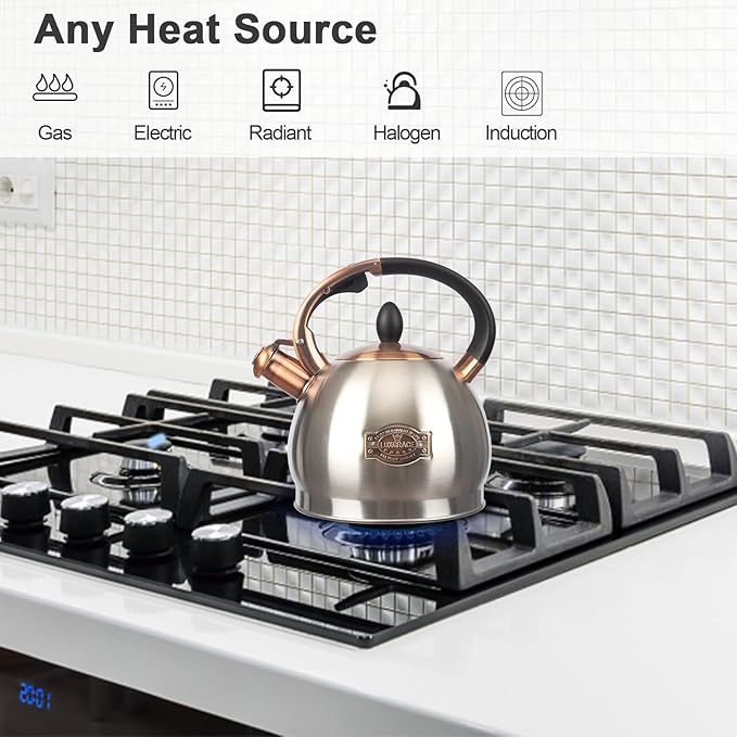 3Quart Whistling Tea Kettle Classic Teapot Stainless Steel Teakettle with Cool Grip for Stovetop